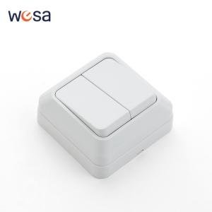 White EU Standard Rocker Switch On/Off Wall Surface 2 Gang 1 Way Button Light Switch Spray Plastic Flame Retardant Classic Way