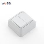 White EU Standard Rocker Switch On/Off Wall Surface 2 Gang 1 Way Button Light Switch Spray Plastic Flame Retardant Classic Way