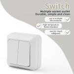 White EU Standard Rocker Switch On/Off Wall Surface 2 Gang 1 Way Button Light Switch Spray Plastic Flame Retardant Classic Way