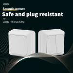 White EU Standard Rocker Switch On/Off Wall Surface 2 Gang 1 Way Button Light Switch Spray Plastic Flame Retardant Classic Way