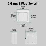 White EU Standard Rocker Switch On/Off Wall Surface 2 Gang 1 Way Button Light Switch Spray Plastic Flame Retardant Classic Way