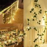 2M Green Leaf String Lights Artificial Ivy Vine Fairy Light Wedding Party Decoration Christmas Home Room Decor Wall Plant Wreath
