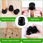 8pcs Round Table Chair Leg Floor Protector Foot Cover Black Anti- Slip Silicone Furniture Feet No Scratches for Hardwood Floors