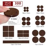300PCS Felt Chair Leg Pads, Value Pack of Various Sizes,Felt Furniture Pads for Protecting Hardwood Floors,Self Adhesive