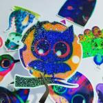 50Pcs  Sand Stars Holographic Sticker Paper 2.9×4.1 inch Glitter Clear Holographic Overlay Cold Laminating Film Self Adhesive