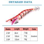5pcs/lot Fishing Wood Shrimp Luminous Squid Octopus Lure 3D Eyes Fishing Lure Hard Bait Wobbler Squid Jig Lure