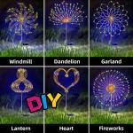200LEDs Solar Fireworks Lights Outdoor Waterproof Solar Garden Lights 8 Lighting Modes With Remote Control Decorations Light