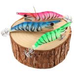 5pcs/lot Fishing Wood Shrimp Luminous Squid Octopus Lure 3D Eyes Fishing Lure Hard Bait Wobbler Squid Jig Lure