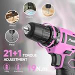 PULITUO Drill Set, 148-Piece Home Tool Set with 12V Pink Cordless Drill, Hand Tool Kits, and Tool Box, Suitable for Men, Women, and DIY Enthusiasts for Home Improvement.