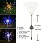 200LEDs Solar Fireworks Lights Outdoor Waterproof Solar Garden Lights 8 Lighting Modes With Remote Control Decorations Light