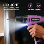 PULITUO Drill Set, 148-Piece Home Tool Set with 12V Pink Cordless Drill, Hand Tool Kits, and Tool Box, Suitable for Men, Women, and DIY Enthusiasts for Home Improvement.