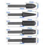 5Pcs Rotary Rasp File Set Steel File 6mm Shank Carving Bit Double Cutter Rotary File Super Hard For Metal Wood Grinding