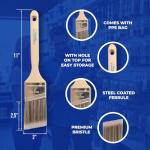 Pro Grade 2 Inch Angled Paint Brush (3 Pack) – Professional Angle Sash Brushes for Cutting in Trim, Walls, Cabinets & Detail Work – Works with Latex & Oil-Based Paint