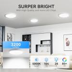 WKONCLDY 6PACK 3200lm LED Flush Mount Ceiling Light, Super Slim 12 inch LED Ceiling Light, 5000K Daylight LED Ceiling Light for Bedroom, Living Room, Dining Room, Garage and Office (White, Six Pack)