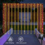 1 Pack 200LED Solar Curtain String Lights Outdoor Waterproof 8 Lighting Modes Curtain Fairy Lights For Wedding Party Decoration