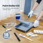 Mister Rui Paint Roller Kit, 18 Pack Paint Roller Set, 4"9" Paint Rollers for Painting Walls, Paint Tray with Liners, Angled Paint Brush, Professional Painting Kit for Home Improvement