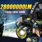 Rechargeable Powerful LED Headlamp with Telescopic Zoomable Headlight - Outdoor Waterproof High Lumen Work Head Light
