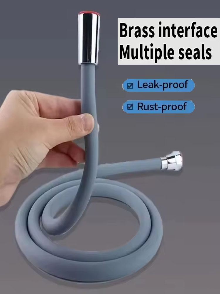 New 1.5/2/3M Silicone Shower Head Hose Flexible Anti-Winding Pipe High Pressure Powerful Shower Tube Bathroom Faucte Accessories