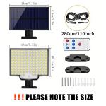 106LED Solar Outdoor Lights Motion Sensor Remote Wall Flood Lamp Security Waterproof Patio Garden Garage Fence Pathway Lighting