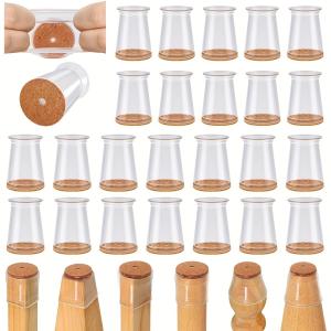 24 Pcs Silicone Chair Leg Floor Protectors with Non-slip Felt, Furniture Cups for Hardwood Floors, Protect Floors from Scratches