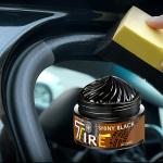 1 Piece 100g Black Tire Wax Polish, with Sponge Applicator, Suitable for Repair of Rubber and Plastic, Long-Lasting Gloss, Suitable for Stripesd, Vinyl and Car Wheels, Anti-Fading and Update