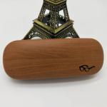 High Quality Wood Grain Hard Kit Holder Metal Reading Glasses Case For Men And Women PU Leather Eyeglass Box