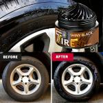 1 Piece 100g Black Tire Wax Polish, with Sponge Applicator, Suitable for Repair of Rubber and Plastic, Long-Lasting Gloss, Suitable for Stripesd, Vinyl and Car Wheels, Anti-Fading and Update