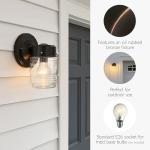 Design House 505198 Jelly Jar Classic 1-Light Indoor/Outdoor Wall Light with Clear Ribbed Glass for Entryway Porch Patio, Oil Rubbed Bronze
