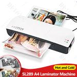 SL289 Desktop Laminator Machine A4 Size Hot and Cold Lamination 2 Roller System 9 inches Max Width for A4/A5/A6/4R/3R/2R