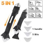 5 in 1 Metal Head Shovel Glue Tool Kit: Silicone Spatula, Caulk Remover, Grout Removal, Sealant Finishing & Corner Scrap