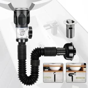 Universal Flip Stainless Steel Washbasin Washbasin Sink Wall Drainage Pipe Kitchen Bathroom Accessories Anti Odor Drainage Pipe