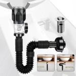 Universal Flip Stainless Steel Washbasin Washbasin Sink Wall Drainage Pipe Kitchen Bathroom Accessories Anti Odor Drainage Pipe