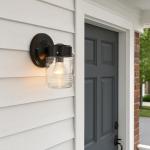 Design House 505198 Jelly Jar Classic 1-Light Indoor/Outdoor Wall Light with Clear Ribbed Glass for Entryway Porch Patio, Oil Rubbed Bronze