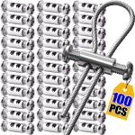 100/10PCS Steel Wire Rope Cable Clamp Metal Copper Clip Adjustable Screw Metal Fixture Sling Fastener Accessories for 1.2-2.5mm