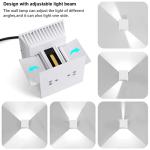 Kawell 12W Modern LED Wall Sconce Adjustable Beam Angle Waterproof IP65 Aluminum Wall Light Indoor Outdoor for Bathroom Living Room Bedroom Hallway Corridor Stairs, White 6000K