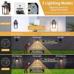 Porch Lights with GFCI Outlet, Dusk to Dawn Outdoor Lights with Outlet, 3 Lighting Modes Exterior Light Fixture Waterproof, Outside Lights for House Front Door Patio Garage
