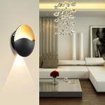 Kawell Modern Creative 12W LED Wall Sconce Waterproof Wall Light Indoor Outdoor Lamp Sunrise Effect Art Deco for Bedroom, Living Room, Bathroom, Cafe, Lounge, Corridor, Stairs, Black, 3000K