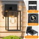 MATAMEYE Outdoor Wall Lantern, Waterproof Exterior Wall Sconce Light Fixture, Black Front Door Lamp, Anti-Rust E26 Socket Porch Lighting