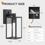 WIHTU Dusk to Dawn Outdoor Lighting Fixtures, Exterior Front Porch Light, Black Sensor Wall Sconce Lamp, Waterproof Wall Lantern, Anti Rust Outside Coach Lights for House, Doorway, Garage