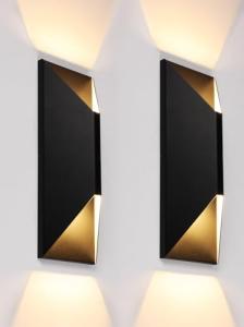 LEONLITE Dimmable LED Up Down Wall Light, 100-277V, CRI 90+, IP65 Waterproof, 10%-100% Dimmable for Commercial Outdoor, 14 Inch Modern Porch Light, 3000K, Pack of 2