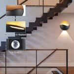 Kawell Modern Creative 12W LED Wall Sconce Waterproof Wall Light Indoor Outdoor Lamp Sunrise Effect Art Deco for Bedroom, Living Room, Bathroom, Cafe, Lounge, Corridor, Stairs, Black, 3000K