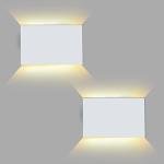 FUDESY LED Wall Sconce, White Plastic Modern Wall Lighting Fixtures, Indoor Outdoor Up and Down Wall Lamp for Living Room Bedroom Hallway Corridors, 3000K, Warm White, 2-Pack