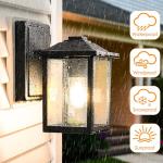MATAMEYE Outdoor Wall Lantern, Exterior Waterproof Wall Sconce Light Fixture, Black Front Door Mounted Lighting with Clear Glass, Anti-Rust Porch Lamp
