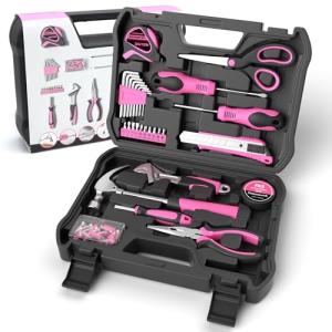 CRESOLVIA Pink Tool Kit 69 Piece Tool Kit for Women Small Basic Hand Tool Box Home Tool Set Perfect for Ladies and Girls with General Home Repairs, DIY Project,Office and College Dormitory Use