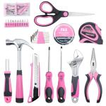 CRESOLVIA Pink Tool Kit 69 Piece Tool Kit for Women Small Basic Hand Tool Box Home Tool Set Perfect for Ladies and Girls with General Home Repairs, DIY Project,Office and College Dormitory Use