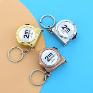 Mini Retractable 2m Tape Measure with Keychain, Portable Mild Steel Small Ruler for Household, DIY Craft and Sewing