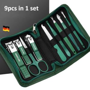 6-9 Pcs Manicure Set With Leather Case Professional Foot And Face Care Tool Kits Stainless Steel Nail Clipper Sets Gift