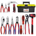 HOUSERAN 12-Piece Household Hand Tool Set with Toolbox – Heavy Duty CRV Pliers, Adjustable Wrench, Rubber Mallet & Claw Hammer for Home, Garage, Automotive & DIY Projects