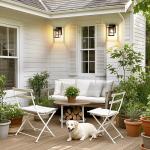 MATAMEYE Outdoor Wall Lantern, Exterior Waterproof Wall Sconce Light Fixture, Black Front Door Mounted Lighting with Clear Glass, Anti-Rust Porch Lamp