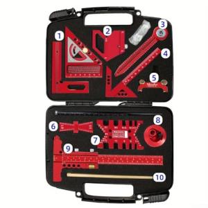 Aluminium Woodwork Measuring and Scribing Tool Set - 9 Piece Precision Kit for Carpentry and DIY Projects with Storage Box(10 Pieces.)
